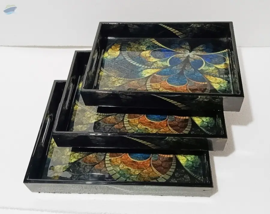 Engineered Wood Enamel Serving Tray