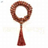Red Sun Stone Knotted Mala Necklace 108 Beads