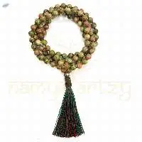 Unakite Stone Knotted Mala Necklace 108 Beads