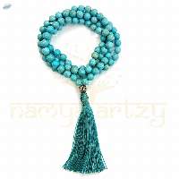 Turquoise Stone Knotted Mala Necklace 108 Beads