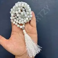 Selenite Stone Knotted Mala Necklace 108 Beads