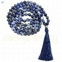 Sodalite Stone Beads Knotted Mala Necklace