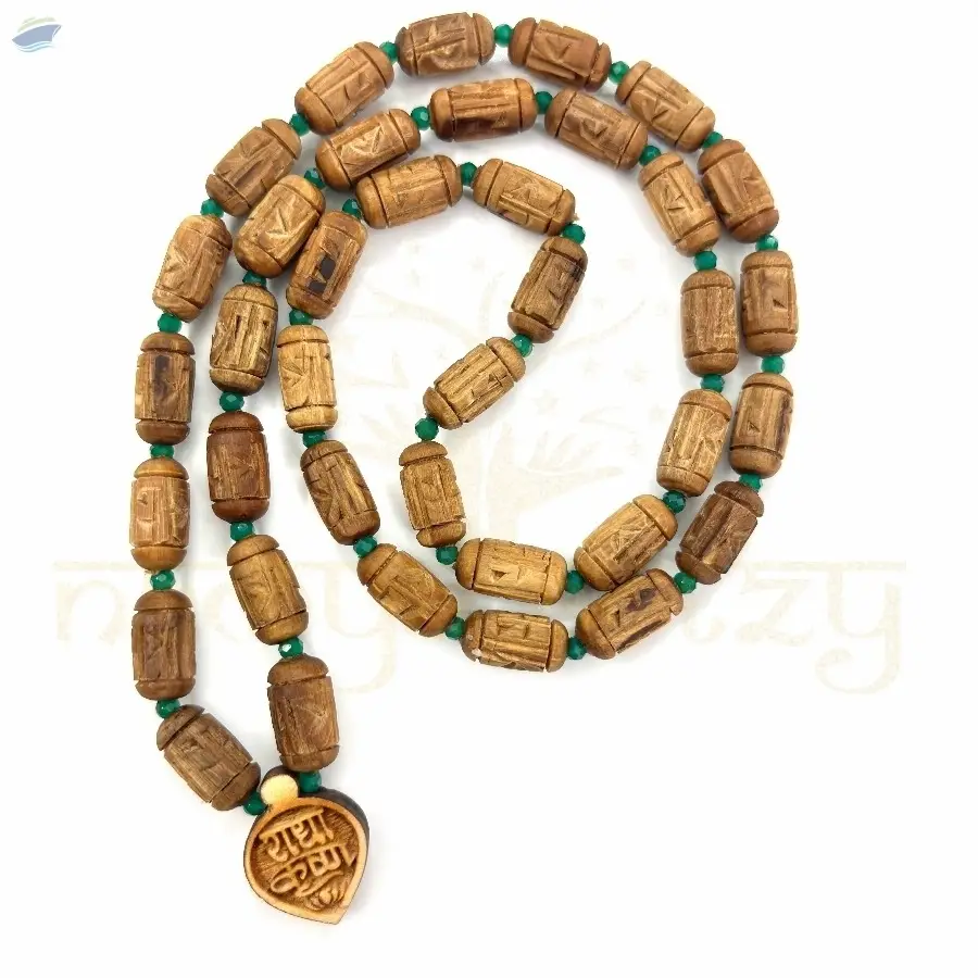 Radha Imprints 54 Beads With Faceted Green Onyx