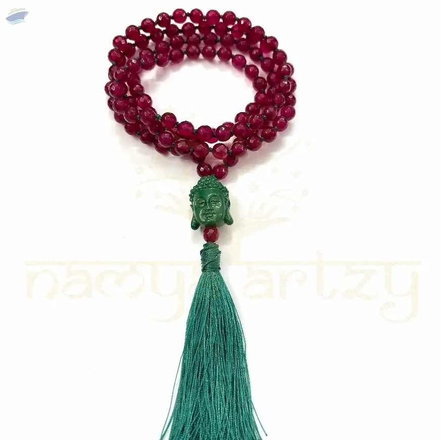 Faceted Red Onyx Knotted Mala108 Beads