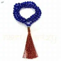 Faceted Dark Blue Onyx  Knotted Mala 108 Beads