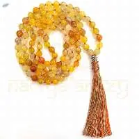Faceted Yellow Onyx Knotted Mala 108 Beads