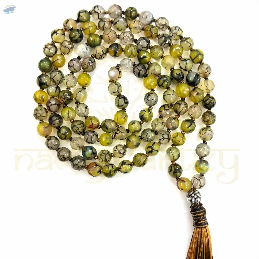 Faceted Mix Onyx Knotted Mala108 Beads