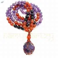 Hand-Knotted Mala with Amethyst and Black Onyx