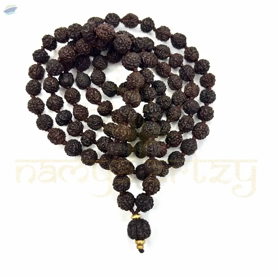Black Rudraksha 8mm Knotted Mala 108 Beads
