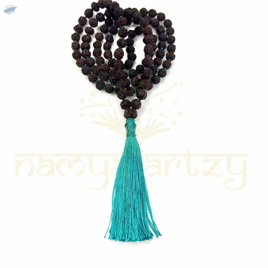 Black Rudraksha 8mm Knotted Mala 108 Beads