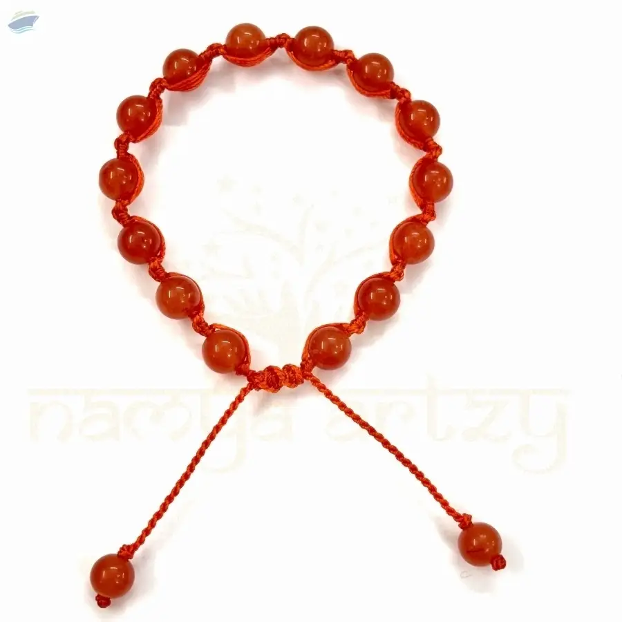 Handmade Carnelian 8mm Gemstone Knotted Bracelet
