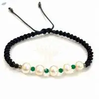 Handmade Water Pearls Gemstone Macrame Bracelet