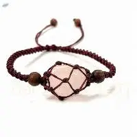 Handmade Rose Quartz Tumble Macrame Bracelet