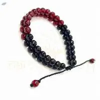 Handmade Red Black Onyx Double Line Bracelet