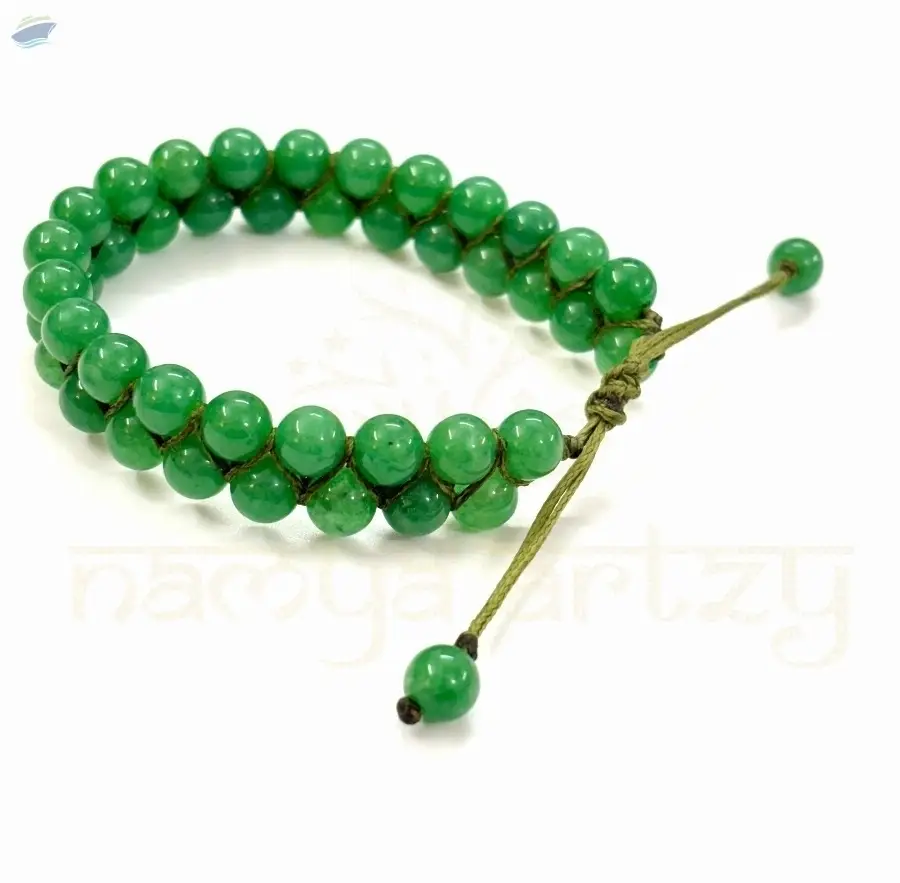Handmade Green Jade Double Line Bracelet