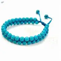 Handmade Turquoise Gems Double Line Bracelet
