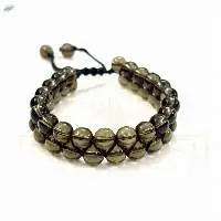 Handmade Smoky Quartz Onyx Double Line Bracelet