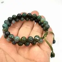 Handmade Moss Agate Double Line Bracelet