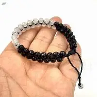 Handmade Black Onyx Rutile Double Line Bracelet