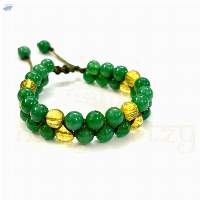Handmade Green Jade Citrine Double Line Bracelet