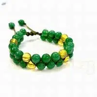 Handmade Green Jade Citrine Double Line Bracelet