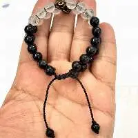 Handmade Black Om Imprints Double Line Bracelet