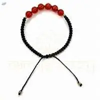 Handmade 8mm Red Onyx Gemstone Macrame Bracelet