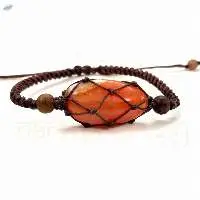 Handmade Carnelian Tumble Macrame Bracelet