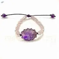 Handmade Amethyst-Rose Quartz Macrame Bracelet
