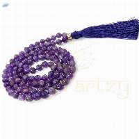 Amethyst Stone Knotted Mala Necklace 108 Beads