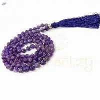 Amethyst Stone Knotted Mala Necklace 108 Beads