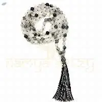 Black Rutile Quartz AAA+ Knotted Mala 108 Beads