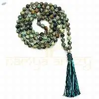 African Turquoise Beads 108 Knotted Necklace