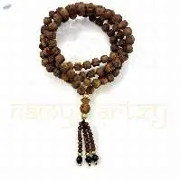 Rough 10mm Tulsi 108 Beads With Black Onyx