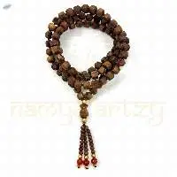 Rough 10mm Tulsi 108 Beads with Carnelian Mala