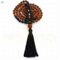 Rudraksha Beads Necklace With Volcano Lava