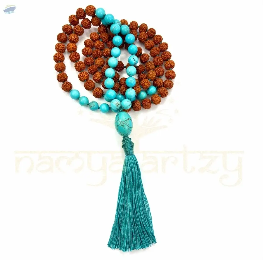 Rudraksha Beads Necklace 8mm Turquoise