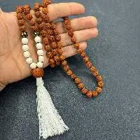 Rudraksha Beads Necklace 8mm White Lava