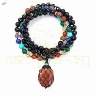 Handmade of Black Onyx 7 Chakra Gemstones Mala