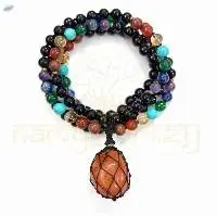 Handmade Black Onyx 7Chakra Carnelian Mala