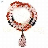 Handmade Black Onyx, Amethyst, Carnelian Mala