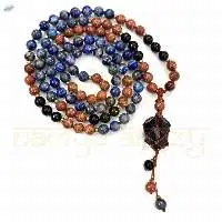Black Onyx,Lapis Lazuli Necklace Red Sunstone
