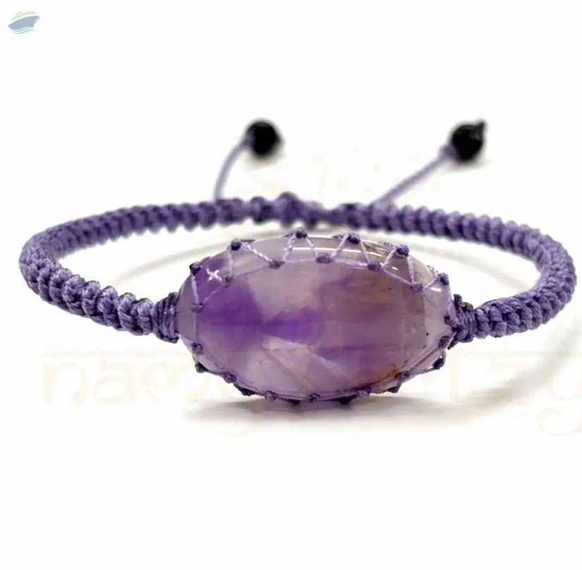 Handmade 8mm Amethyst Gemstone Knotted Bracelet