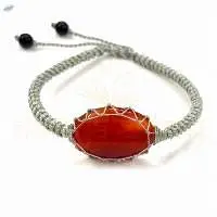 Handmade 8mm Carnelian Gemstone Knotted Bracelet