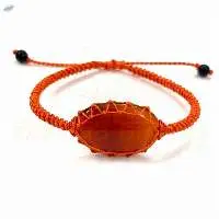 Handmade 8mm Carnelian Gemstone Knotted Bracelet