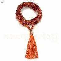 Handmade 108 Red Agate Gems Beads Necklace