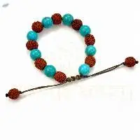 Handmade Rudraksha Vintage Turquoise Bracelet