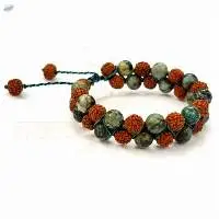 Handmade Rudraksha African Turquoise Bracelet