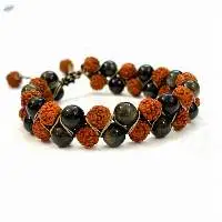 Handmade Rudraksha with Golden Obsidian Bracelet