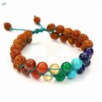 Handmade Rudraksha Beads with 7 Chakra Bracelet